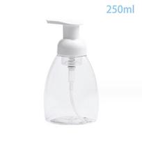 250 ml plastinis buteliukas su putų dozatoriumi, valymo buteliukas, rankų dezinfekcijos priemonės, šampūno, skysto muilo buteliukas skaidri