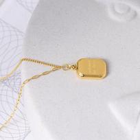 Wind Choker Three-Dimensional Square Letter Pendant Necklace Titanium Steel Plated 18 Real Gold Double Chain Pendant Jewelry