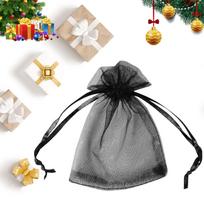 Vienspalvis organza raištelių dovanų maišelis 100vnt 7x9cm One Size juoda