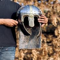 Vikingų šalmas, nosies šalmas, viduramžių šarvai, šalmas, grandininio šarvo šalmas cosplėjui, SCA LARP šalmas black
