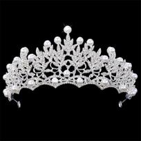 Quality Pearls Leaves Crown Headband Princess Tiaras Diadem Pageant Bride Headdress Bridal Wedding Hair Jewelry Ornaments white