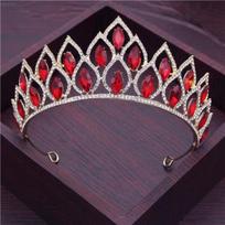 Madingi krištolo karūnos tiaras galvos juostos princesei diademai, nuotakos diademai, vestuvių plaukų papuošalai, nuotakos galvos apdangalas karalienei raudona