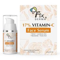 Fixderma 17% Vitamin C Face Serum for Glowing Skin | Retinol Face Serum | Skin Brightening Vit C Serum for Women and Men | Anti Aging Night Face Serum white