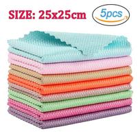 5Pcs Kitchen Cleaning Towel Anti-Grease Wiping Rags Fish Scale Wipe Cloth Glass Window Dish Cleaning Cloth 5Pcs