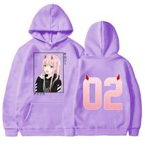 Naujos mados rudens anime Zero Two Print Hoodie Rudeninis vilnos megztinis, moteriškas Harajuku Y2K megztinis megztinis L violetinė