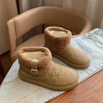 Moteriški žieminiai stambiapadžiai sniego batai, laisvalaikio neslystantys ankle bootie tipo batai su dirbtinio kailio pamušalu, patogūs, šilti, su vilnos pamušalu, trumpi batai moterims 35 brown