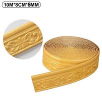 10M 3D lipnus sienų apdailos linijos grindjuostės, vandeniui atsparios grindjuostės, tapetų lipdukas, skirtas gyvenamojo kambario namų dekoravimui 10M*8CM auksas