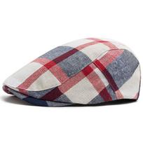 New Multicolour Plaid Beret Women Casual Sun Visor Flat Hat Vintage Fashion Berets Men Newsboy Caps Summer Button Adjustable Unisex raudona