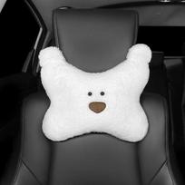Cartoon Bear Car Neck Pillow, Cute Plush Headrest for Seat Support gray