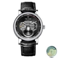 Visiškai automatinis vyriškas mechaninis laikrodis Tourbillon tuščiaviduris ciferblatas Vyriškas vandeniui atsparus Noctilucent paprastas verslo mechaninis laikrodis asmeninis laikrodis juoda