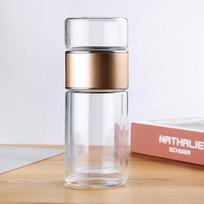 500ML Tea Water Bottle High Borosilicate Glass Double Layer Tea Water Cup Teas Infuser Bottle Tumbler Drinkware with Teas Filter 350ml black