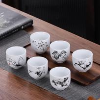 6 vnt kinų keramikos arbatos puodelių rinkinys balto porceliano Pu'er Master Cup Boutique arbatos dubenėlis buitinių gėrimų arbatos rinkinio priedai 6x5cm   80ml