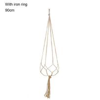 Mazguotas pakabinamas pakeliamas namų sodas vazono laikiklis krepšelis Virvės augalų kabykla With iron ring-90cm