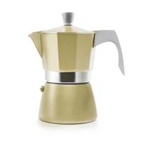 Ibili - Espreso kavinukas Evva Golden, 2 puodeliai, 100 ml, Aliuminio lydinys, Tinka indukcinėms kaitlentėms