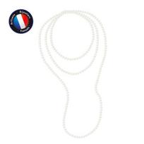 Sautoir - Perlinea - AAA+ Gėlavandeniai Kultivuoti Perlai - 6-7 mm - Natūralios Baltos Spalvos - 160 cm balta