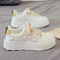 Moteriški laisvalaikio batai Madingi tinklelio kvėpuojantys plokščiapadžiai sportiniai batai moterims Moteriški vaikščiojimo batai Zapatillas Mujer 35 white