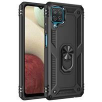 Atsparus smūgiams šarvuotas metalinis žiedas dėklas, skirtas Samsung Galaxy A12 M12 F12 Nacho, magnetinis automobilinis laikiklis, telefono dėklas, skirtas A 12 Coque, matinis Funda Samsung M12 juoda