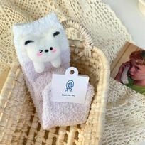 Animacinės mielos kojinės moterims rudens žiemos storos šiltos grindų miego kojinės koralinio aksomo termo Lolita Kawaii kojinės kalėdinės dovanos violetinė