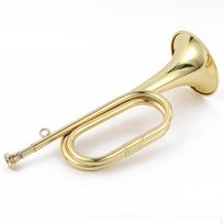 Trimitas Rekvizitas Instrumentas Muzikinis Įrankis Mažas Žalvarinis Bugle Pradedančiajam beige