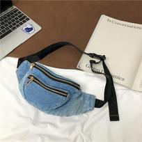 Retro Hong Kong Style Design Denim Crossbody Bag Casual Zipper Shoulder Bag Unisex Street Style Student Personality Chest Bag