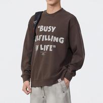 4000G Autumn And Winter American Retro Crew Neck Sweater Men'S Loose Large Size Youth Long-Sleeved Clothes Trendy Top Men M black