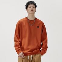 Autumn 340G American Heavy Crew Neck Sweater Men'S Loose Large Size Trendy Brand Youth Top Long Sleeve Jacket Tide S brown
