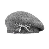 2024 New Knitted Beret Autumn and Winter Sweet Bow  Warm Versatile Big Head Temperament Dome Painter Hat for Women's one  size