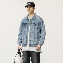 Tide Brand Guochao Denim Jacket Men'S Trend Heavy Industry Embroidery Loose Casual Tooling Jacket Blue Cotton M mėlyna