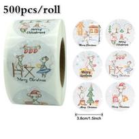 500 vnt./ritinys Pelės Linksmų Kalėdų lipdukai Apvalūs lipdukai Voko antspaudas 500pcs/roll gray