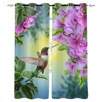 Plant Flower Hummingbirds Blackout Curtains For Living Room Window Curtains For Bedroom Kitchen Curtains Drapes Blinds W135 x H60cm