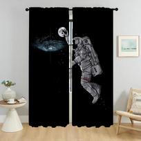 Blackout Curtains 2 Pieces Carton Astronaut Curtains for Living Room Curtain Partition Shades Halloween Decoration Kitchen Child W50xH70cmx2pcs
