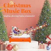 Christmas Music Box, Flying Reindeer Figurine, Decorate, Scene Santa Claus Sleigh