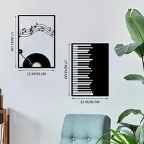 2 dalių metalinė muzikinė sienos meno dekoracija - Juodas linijinis piešinys | Moderni namų skulptūra biurui, svetainei ir miegamajam šviesiai pilka spalva