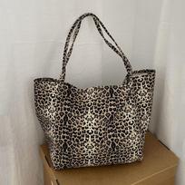 Madingas moteriškas krepšys Leopardo raštas Crossbody Bag rankinė Didelės talpos pirkinių krepšys Paprasti drobiniai moteriški krepšiai 39x20x35cm leopardas