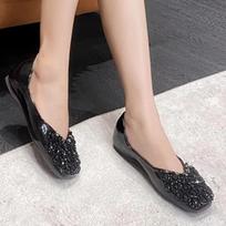 Fashion Women's Ballet Flats Fashion Princess Shoes for Casual Crystal Boat Shoes Sparkling Rhinestone Women Flats Lazy Loafers 2024 35 juoda