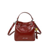 Women's Fashion Oil Wax PU Leather Shoulder Bag New Lady Elegant Small Crossbody Bucket Female Casual Temperament Messenger Bags