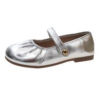 Fashion Ballet flats women Leather Shoe Women Narrow Band Silver Flats Bling Bling Gold Round Toe 2024 Spring Footwear 35 sidabras