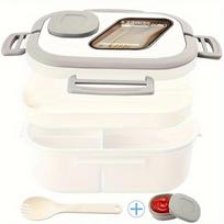 Spacious 40.5 Oz Bpa-Free Bento Lunch Box For Adults - Leakproof, Microwave & Dishwasher Safe With 4 Compartments white