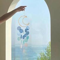 Moon Shell Aeolian Bell Dream Catchers Color Natural Shell Wind Chime Dream Window Sill Balcony Decor Housewarming Birthday Gift white