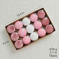 15 Pcs/Box Velvet Christmas Balls Bulk Flocked Christmas Tree Ball Ornaments Plastic Balls Xmas Decorative Hanging Ornaments Other