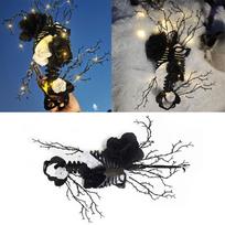 Holiday Wreath With Skeleton Flowers Lightwieght Door Hanging Decor For Porch Door CHINA gray