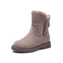 Fashion Plus Velvet Warm Women Snow Boots Fur High Quality Brand Women Winter Flat Boots Non-slip Cotton Female Shoes 5 chaki