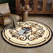 European Luxury Decorative Home Carpet Round Bedside Rugs for Bedroom Soft Carpets for Living Room Marble Pattern Non-slip Mats 60cm 23.6 in gray