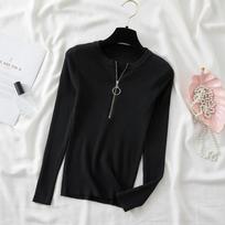 Autumn New Zipper Round Neck Pullovers Sweater Women Slim Fit Long Sleeve Base Knitted Sweater Tops Ladies Elegant Solid Fashion Winter Jumpers 25500 One Size juoda