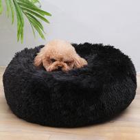 Plush Dog Kennel with Non-slip Bottom Winter Warm Pet Bed Round Cat Long Hairy Nest Pet Home Supplies Accessories Diameter 50cm juoda