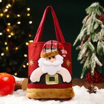 Christmas Gift Bag Santa Claus Snowman Linen Tote Bag Candy Gift Packaging Bag Pouch Party Home Navidad Christmas Decorations brown
