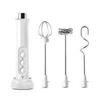 USB Electric Milk Frother 3 Whisk USB Charger Bubble Maker Coffee Foamer with 3 Modes Handheld Egg Beater Mixer Drink Blender balta