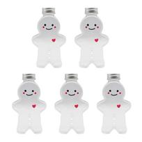 5pcs Cute Gingerbread Man Shape Sealed Jar Plastic Drinking Cup Milk Tea Water Bottle Christmas Decorations Kids Toy 8x17.7cm gryna