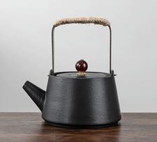 Juodosios keramikos pakeliamas arbatinukas, paprastas agato arbatos servizas, kūrybingas retro vienas puodelis, keraminis kungfu arbatos servizas, arbatos ruošimas, arbatinukas gray