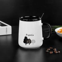 Šiaurės stiliaus retro keramikinis puodelis 450 ml pora su dangteliu šaukštas Puodeliai biuro lengvas prabangus kavos puodelis buitinis vandens puodelis
